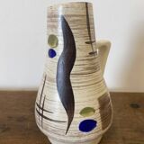 Duo de petits vases abstraits, ton écru, West Germany, 1960