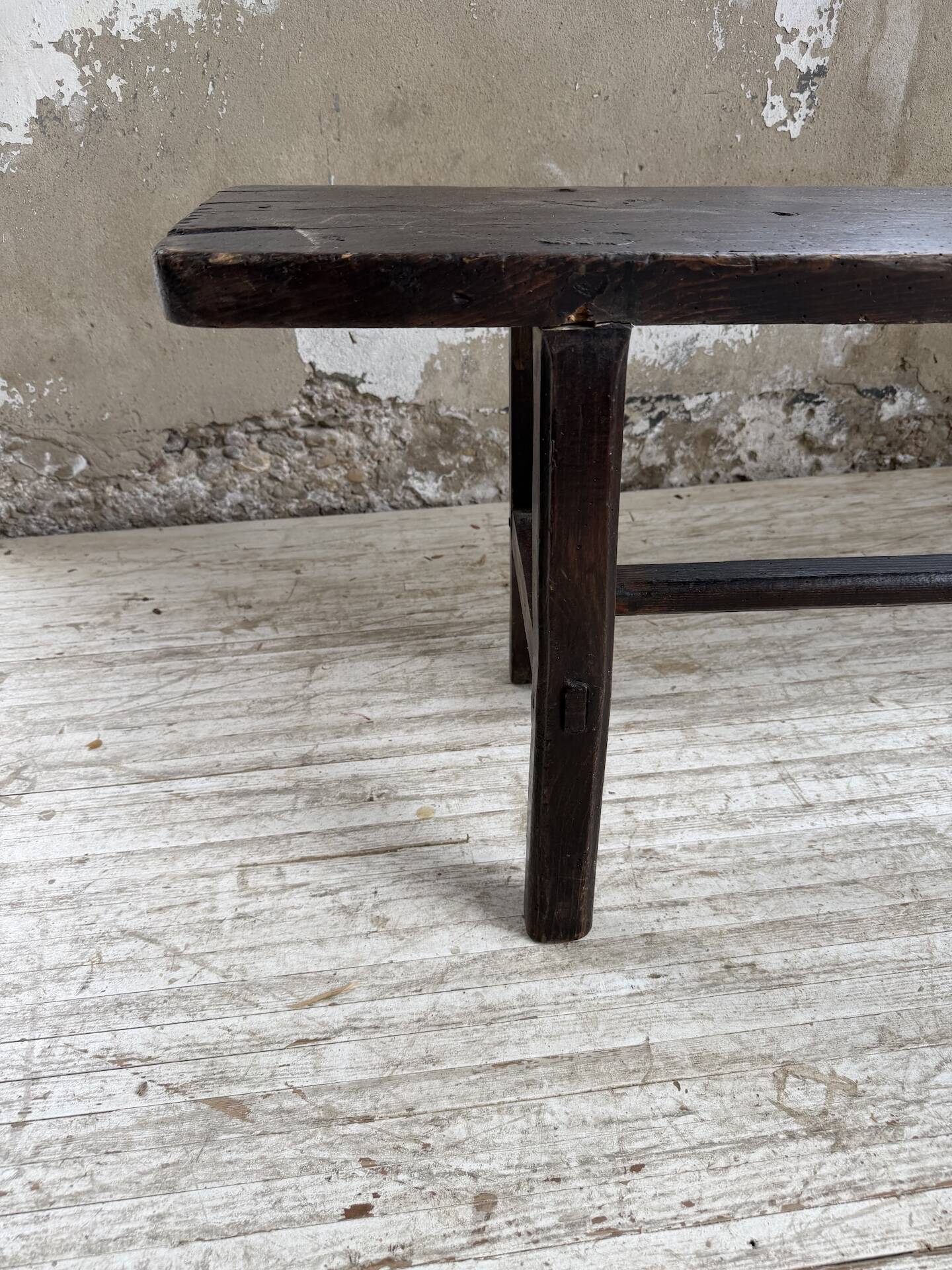 Dark patinated 1900 bench 220cm