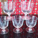 5 verres apéritifs gravé à pieds vintages