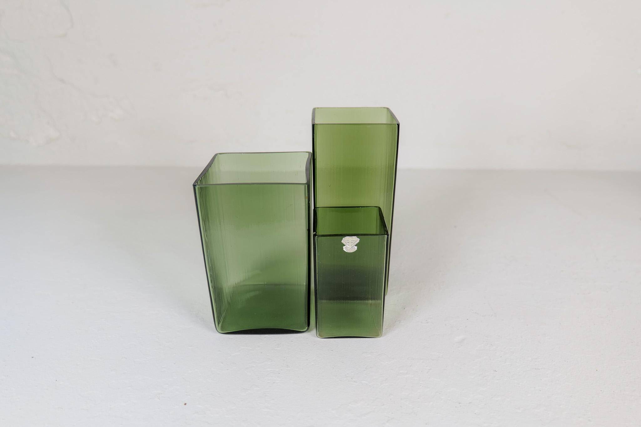 Mid-Century Collection of Seven "Ice" Vases by Gullaskruf, Sweden, 1960s