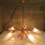 Lustre 5 branches style maison arlus lunel, 1950