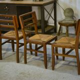 Set of 6 oak chairs in the style of Pierre Cruège 1940s.