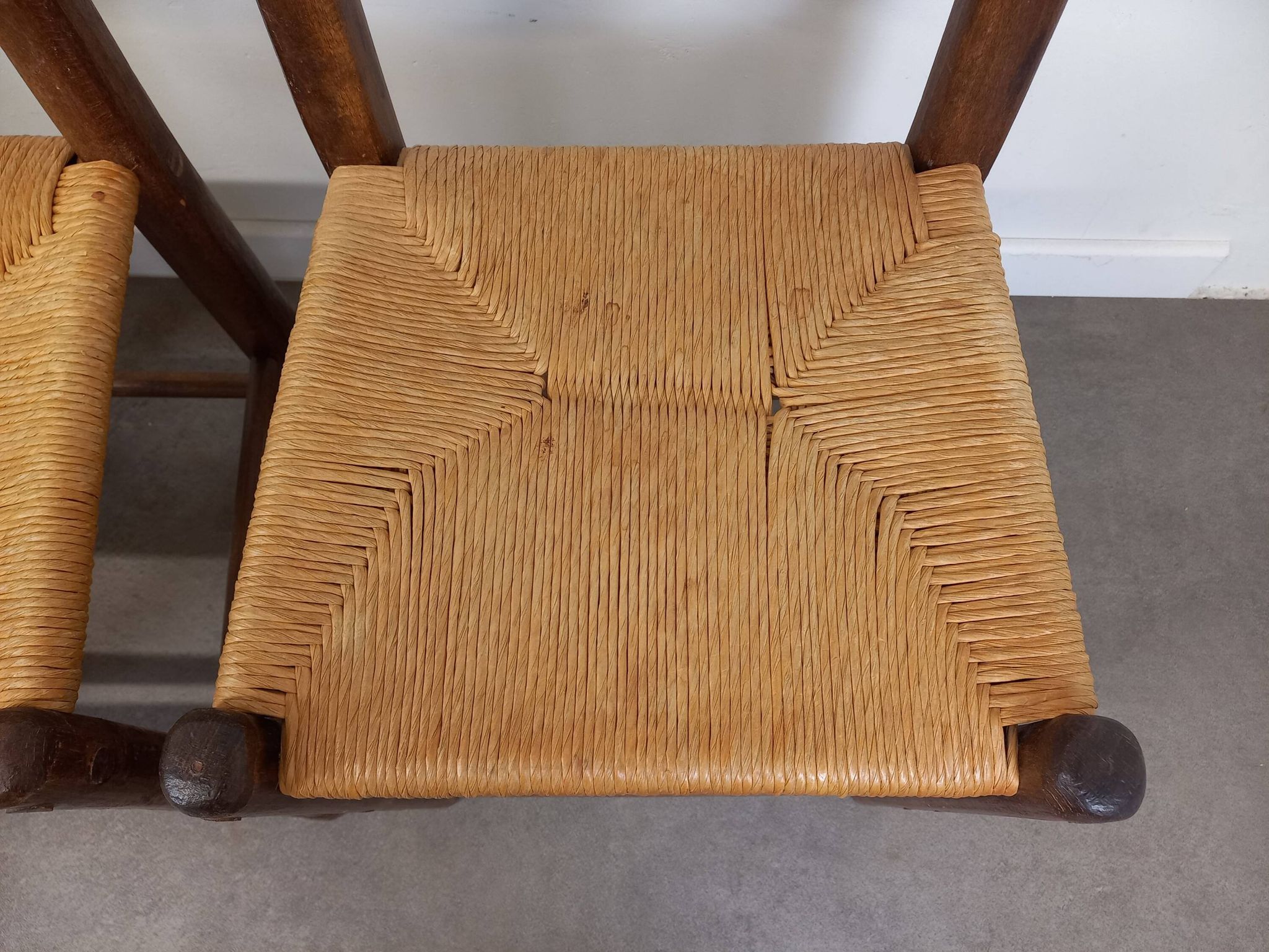 Straw brutalist chairs, set of 4