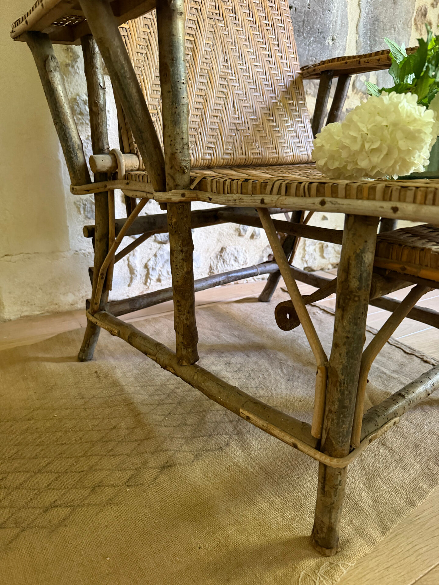 Chaise longue en rotin