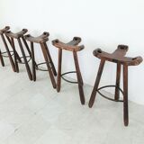 Mid century brutalist bar stools set of 5, 1960s