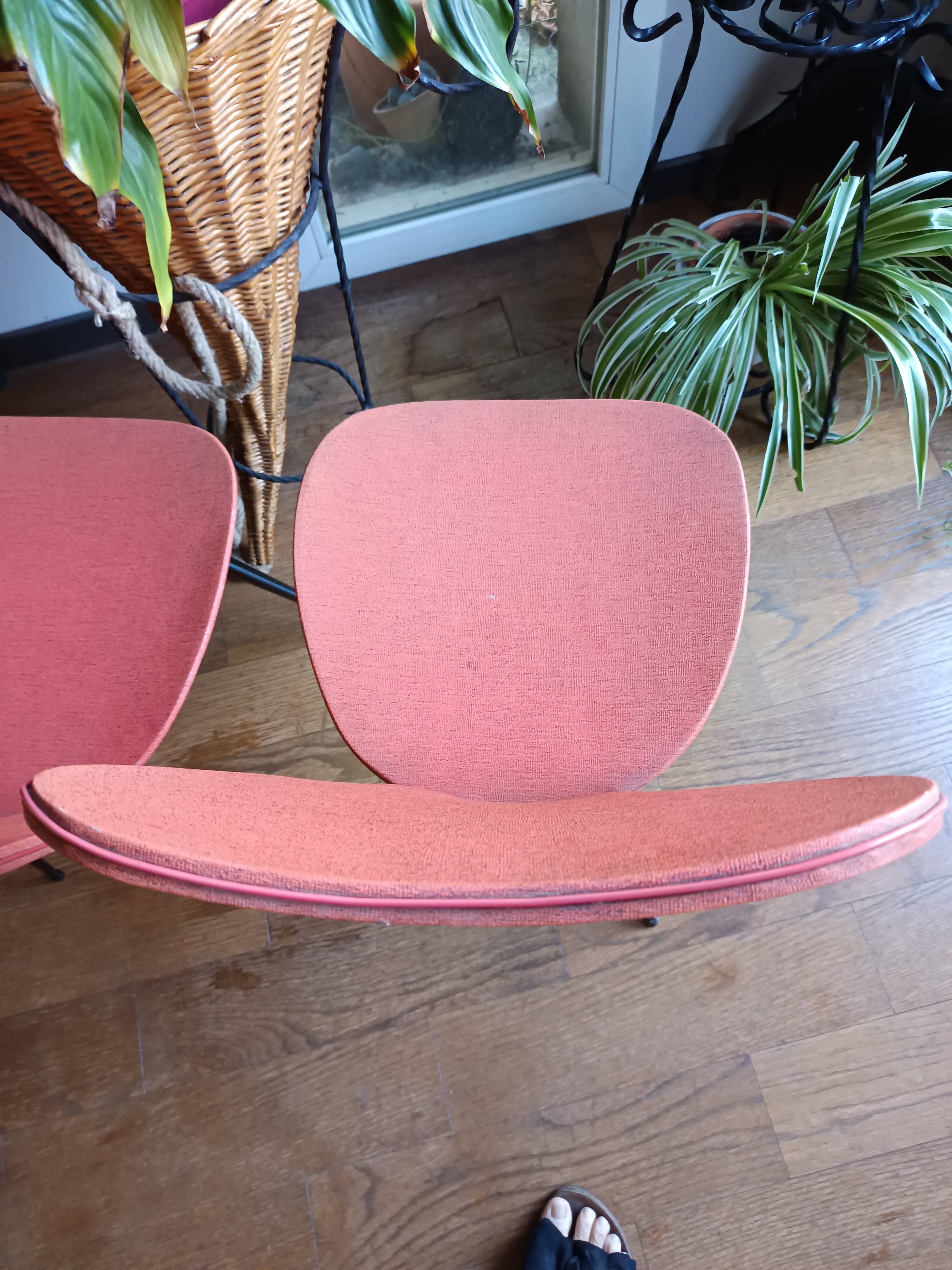 Pair of vintage chairs from the 50s/60s – black metal splayed legs