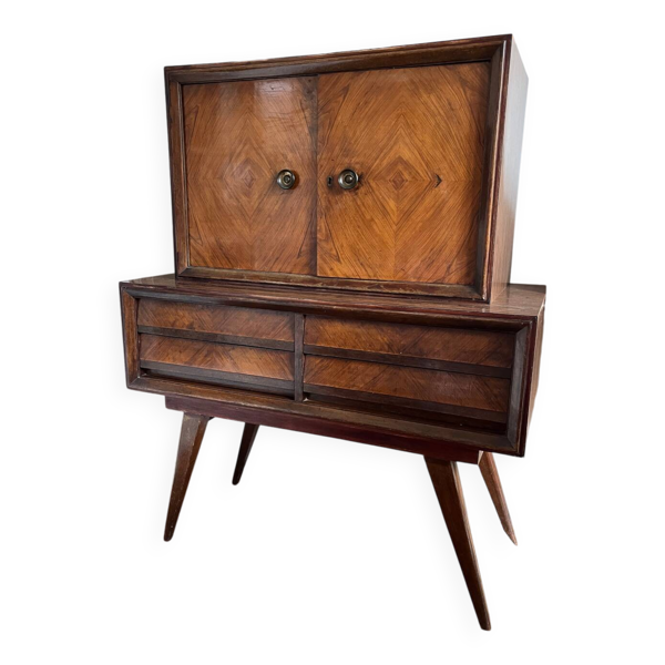 Bresil. Meuble de bar en caviuna et palissandre