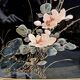 Vintage Chinese lacquer cabinet with black flowers and birds / bohemian