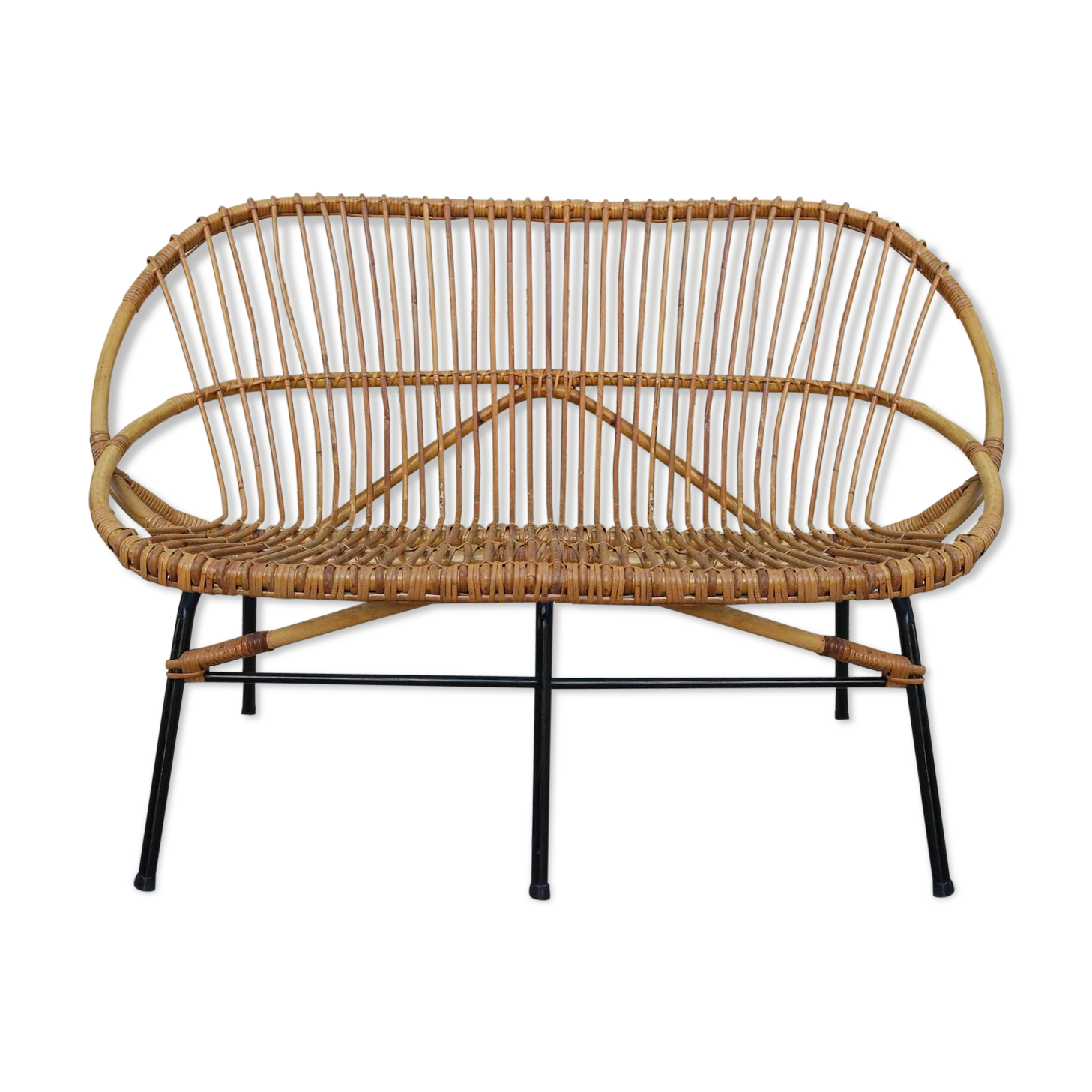 Rattan bench feet metal