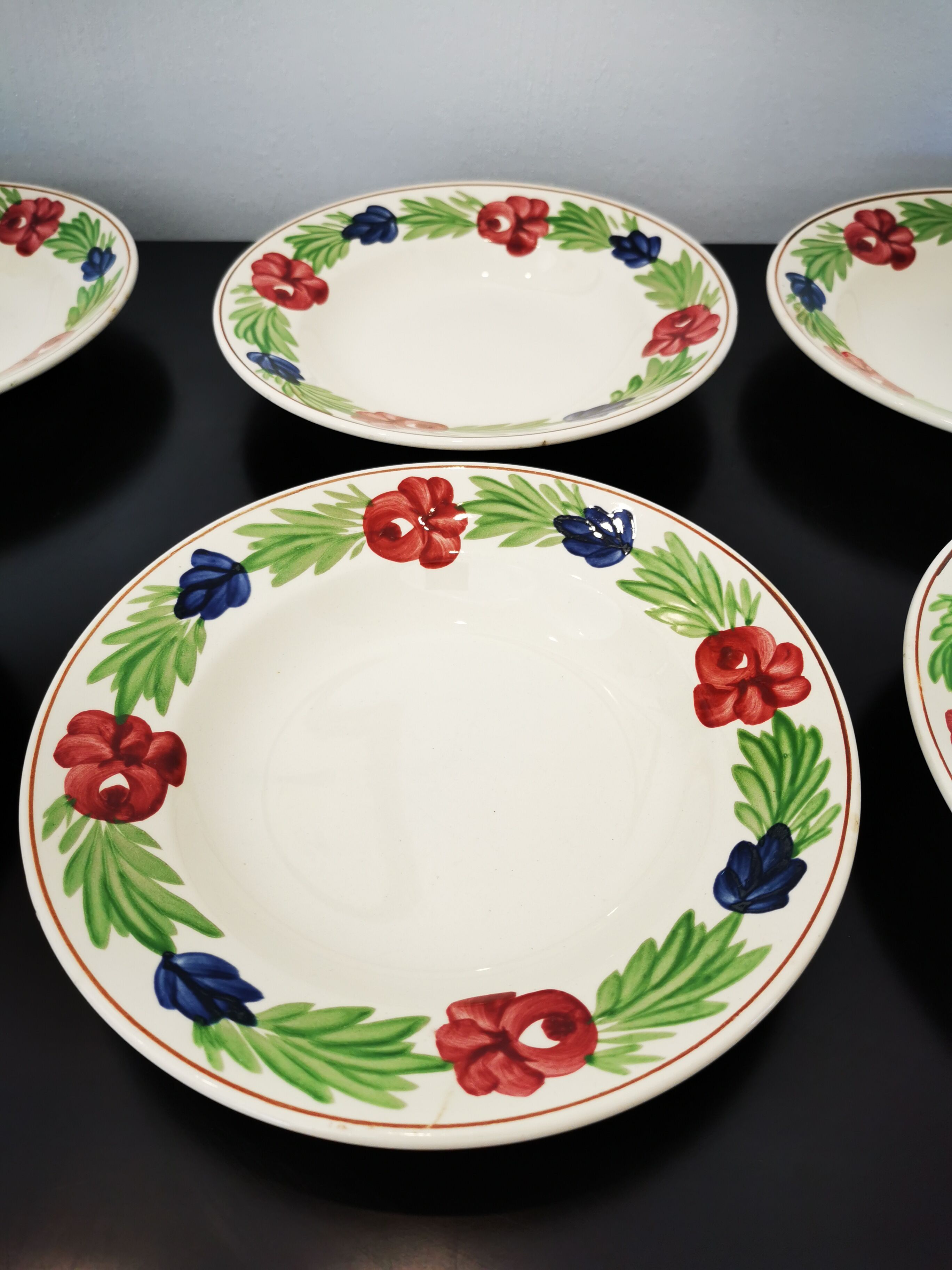 Lot of 6 old soup plates from Nidervillé