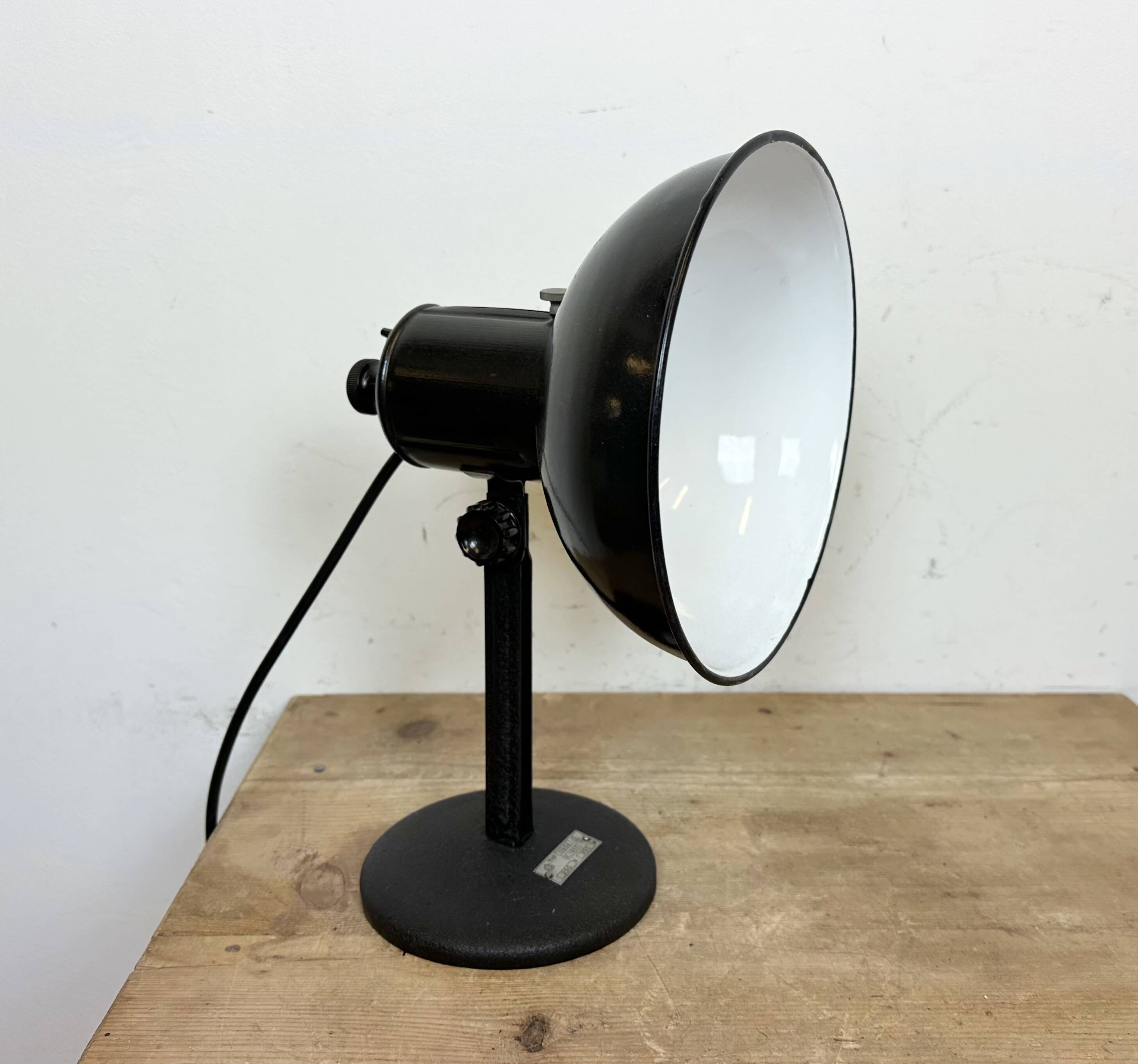 Vintage black enamel table photo lamp, 1950s