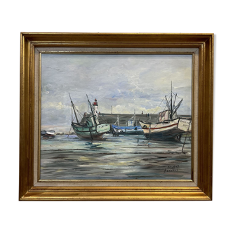 Le port d’Erquy par Maurice Bernard (1927-2005) - 57x65.5cm
