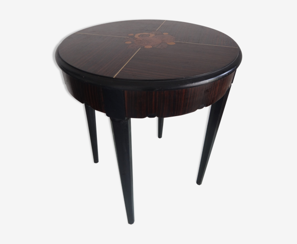 Guéridon Art Déco palissandre macassar table selette marqueterie 1930