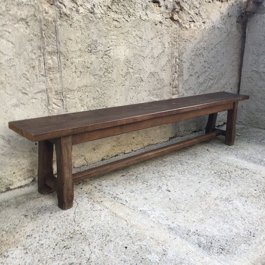 Pair of solid oak monastery benches