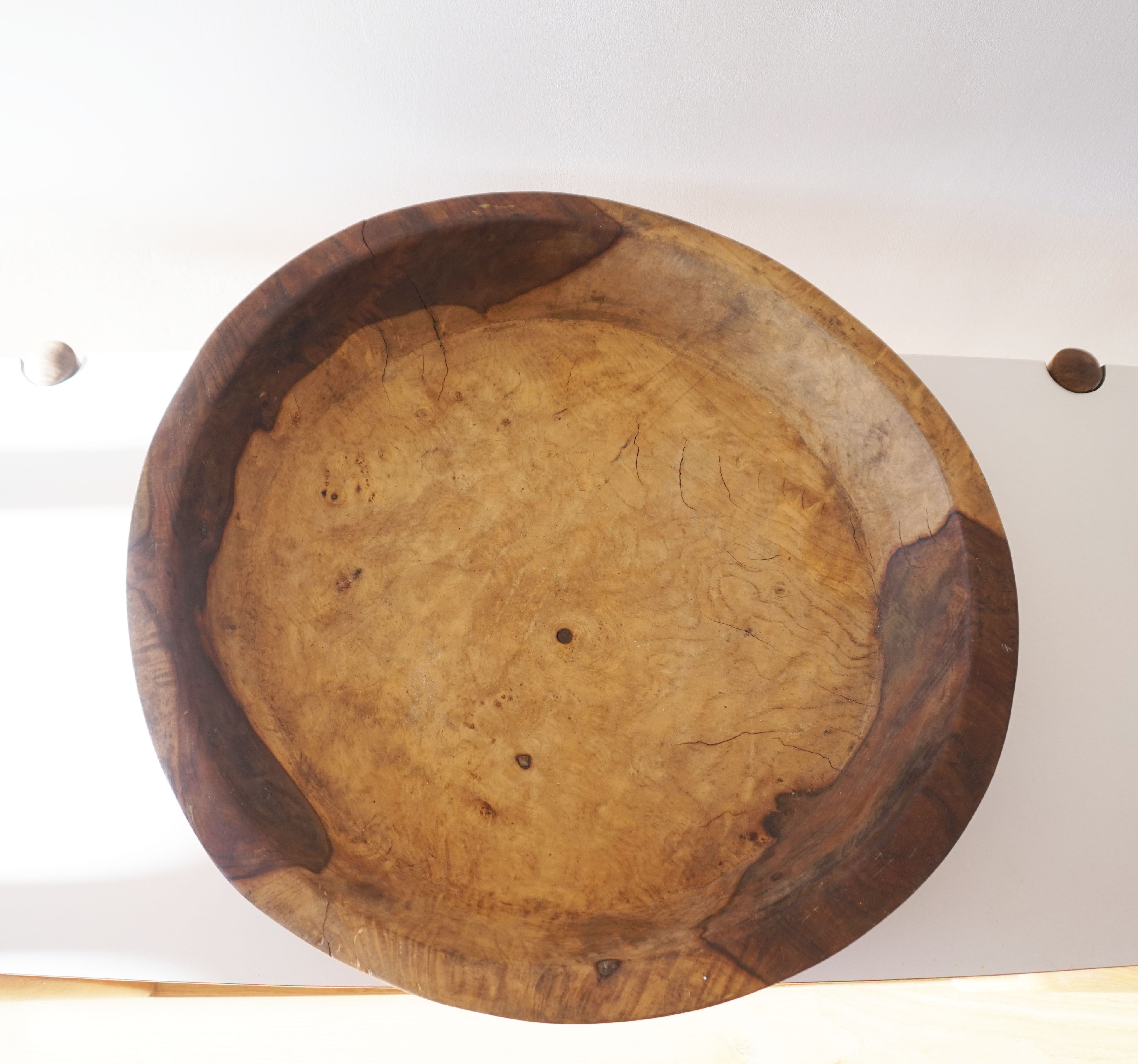 Brutalist solid wood dish 57cm