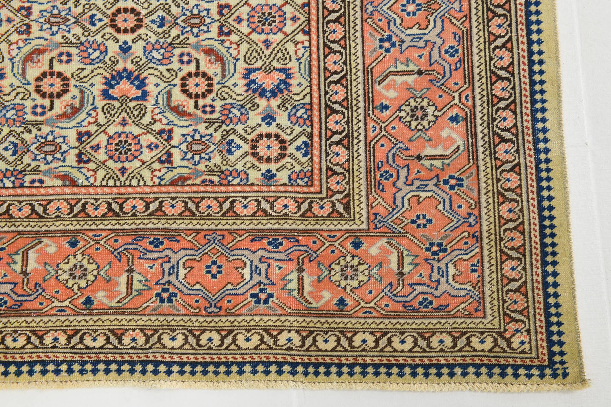 8x11 Vintage Large Blue & Cream Persian Rug, 240x351Cm