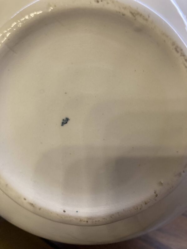 Grand broc ancien en faïence décor houblon bleu – Art nouveau – Fin XIXᵉ