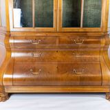 Rococo shaped glass cabinet of hand polished walnut, Denmark