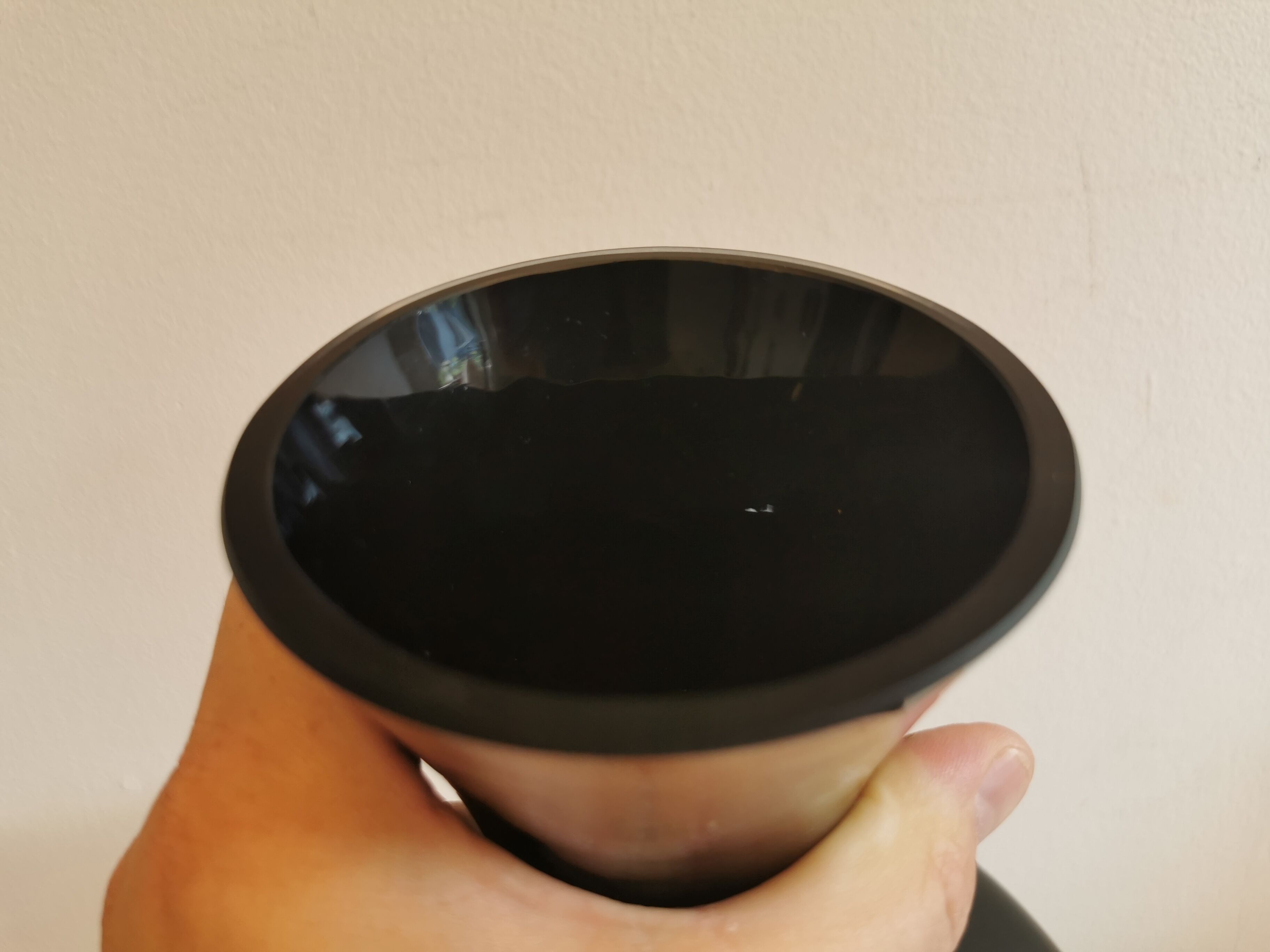 Large Danish glass vase in deep purple/black colour..