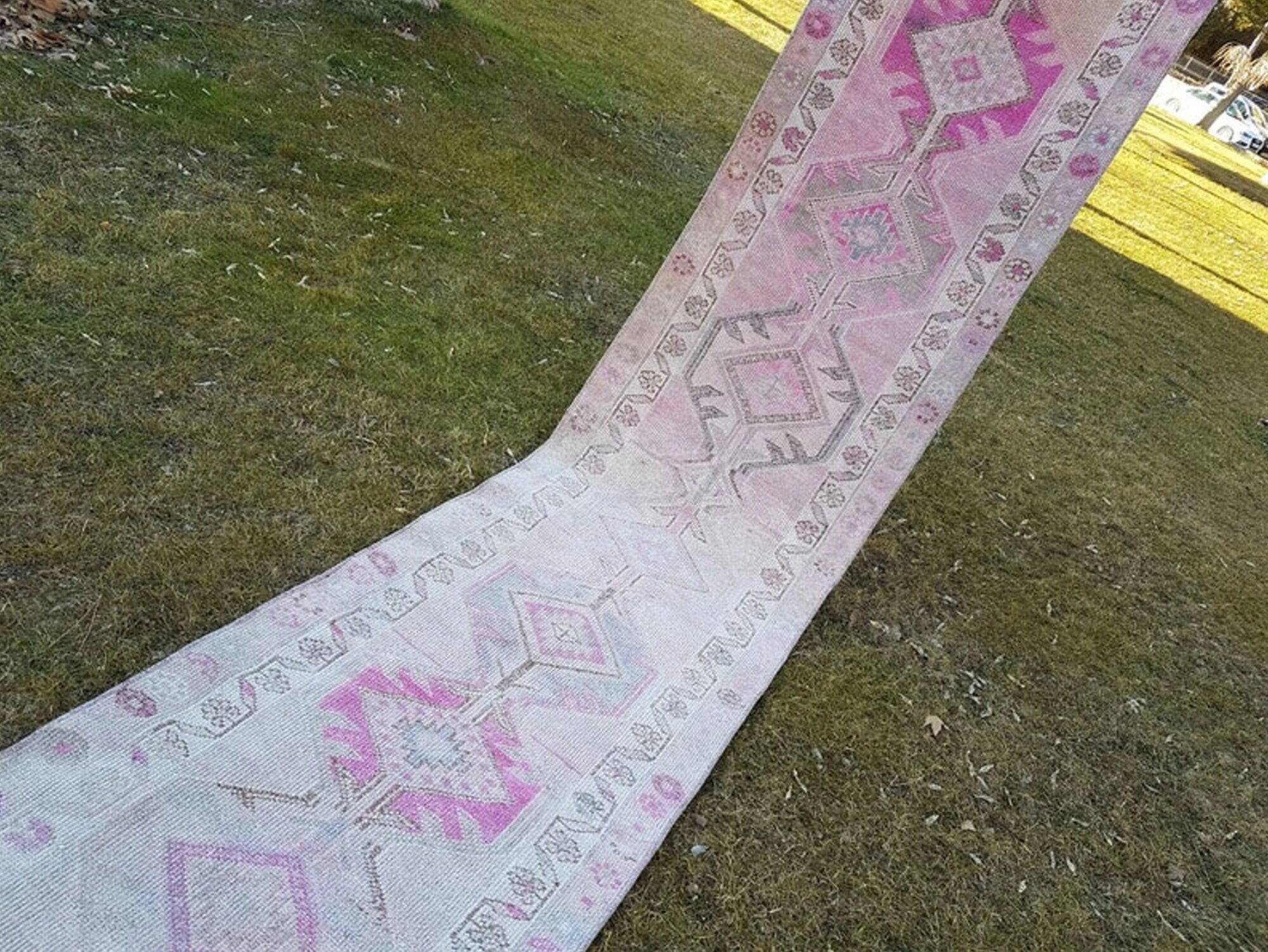 Vintage Turkish hallway rug 76x410 cm
