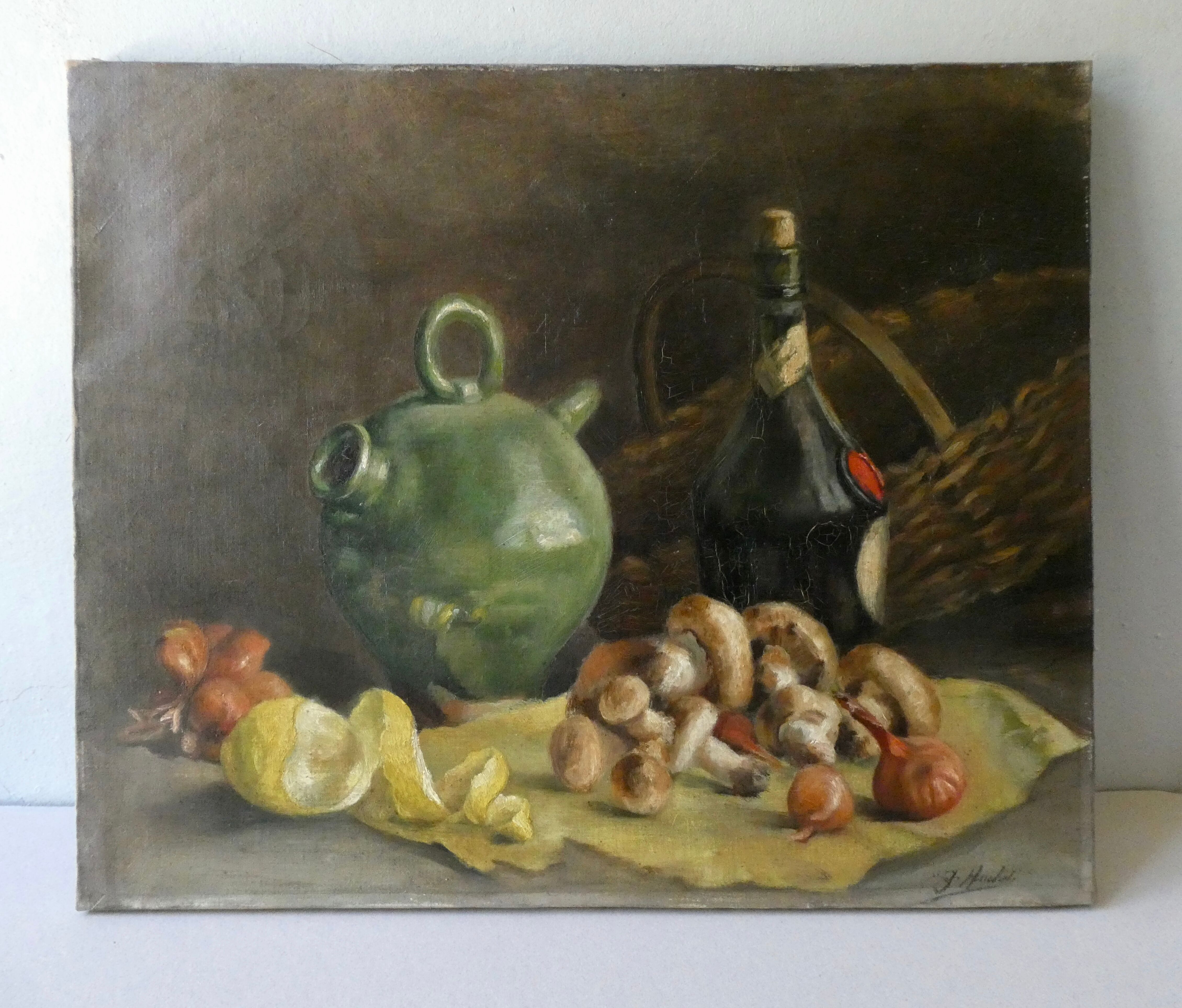 Tableau, huile sur toile, nature morte, signée