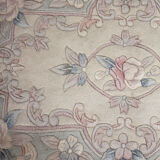 Chinese tassel rug with floral pattern on beige background 118x61cm