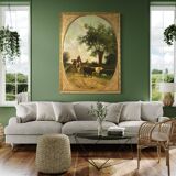 Antique Italian landscape painting signed and dated 1881