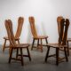 De Puydt brutalist dining chairs in solid oak. Circa 1970.