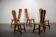 De Puydt brutalist dining chairs in solid oak. Circa 1970.