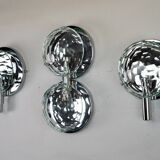Set of three Cristal Art sconces in chrome and cut glass. Italy 1970s