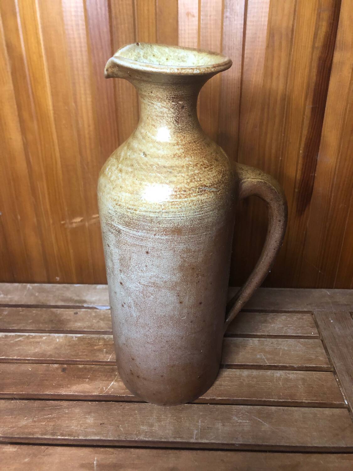 Old vintage brown beige sandstone pitcher