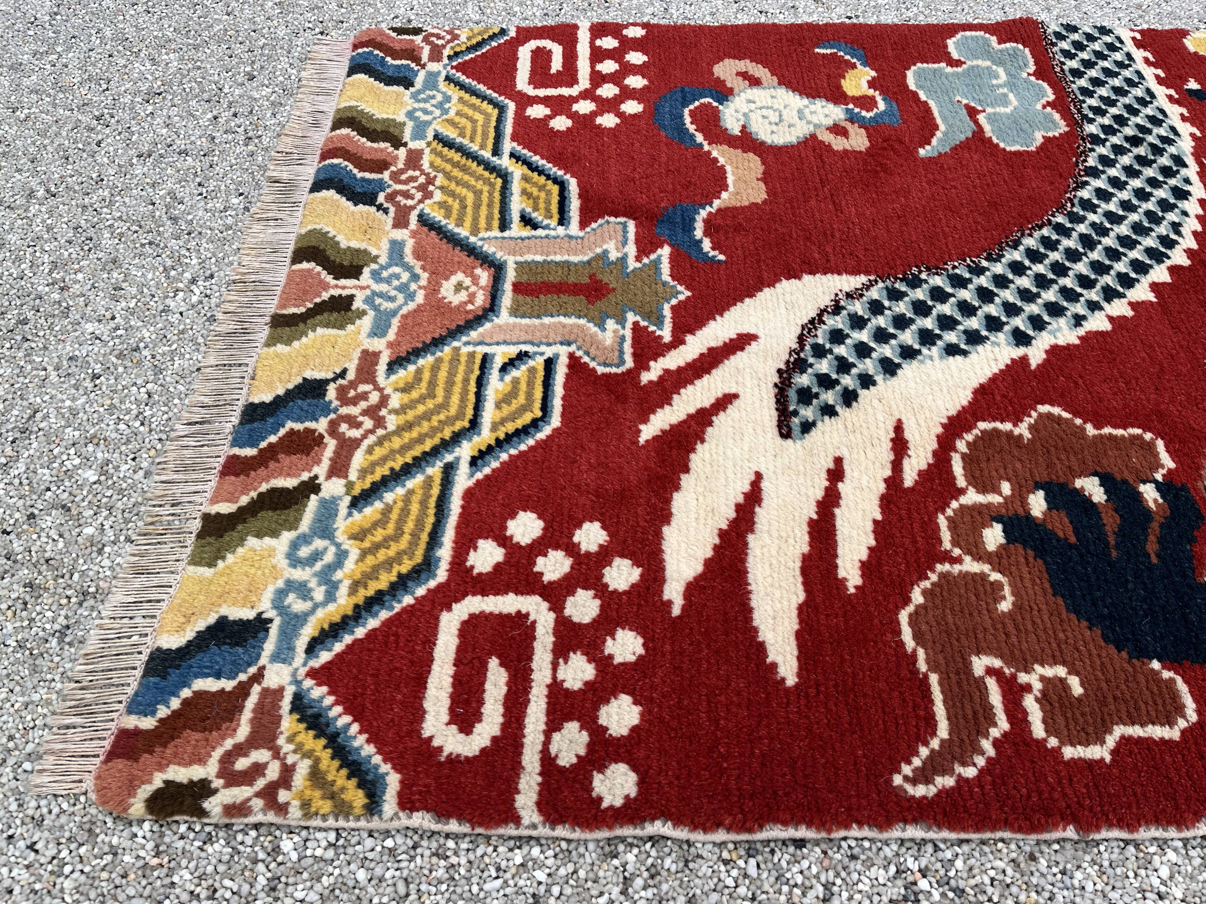 Ningxia, five-claw dragon carpet, Circa 1920