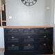 Buffet teck meuble 9 tiroirs en bois brut