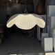 Large suspension or lampshade in flat woven tulip flower rattan H35 D