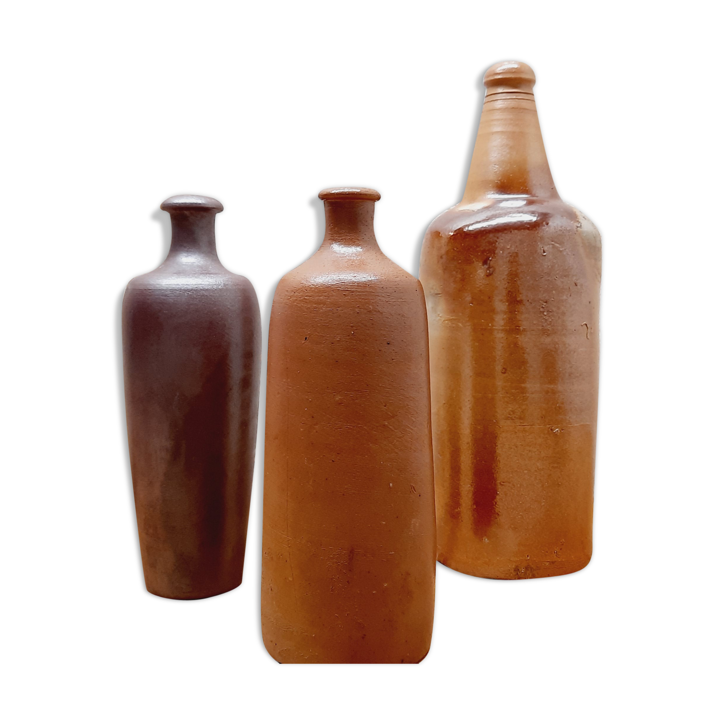 Lot de 3 bouteilles en grès