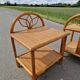 Pair of bedside tables in wood and woven straw - around 1960.