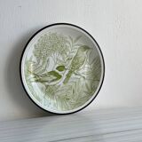 Assiette verte oiseaux.