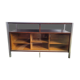 Hi-Fi cabinet in wood, brushed aluminum, smoked glass - 1970s
