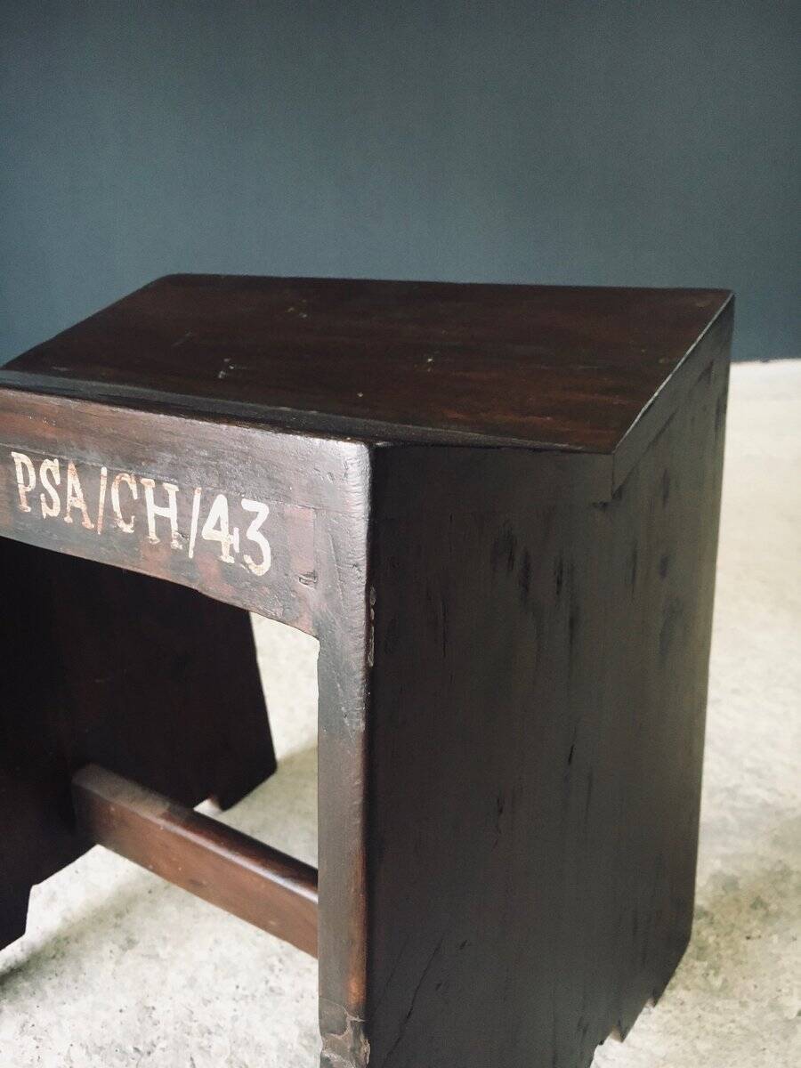 Modernist PJ-SI-68-A Sewing Stools by Pierre Jeanneret for Chandigarh, 1950s, India, Set of 2