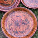 Lot de 3 plats ronds en laque rouge - Chine