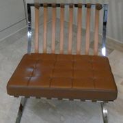 Steel and leather chair in the style of Knoll, 1980s.