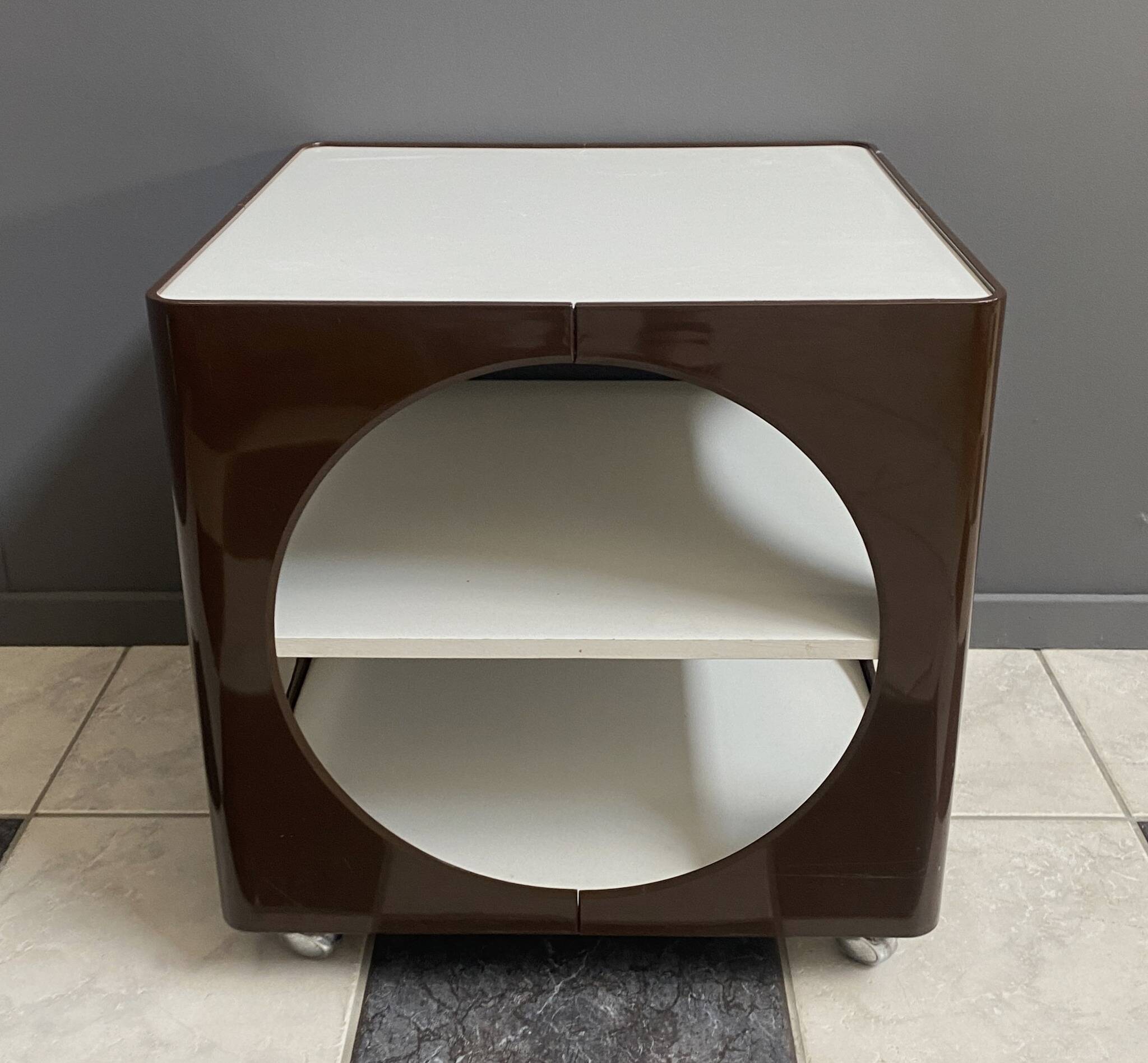 Space age cubic table in brown and white 1970s