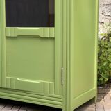 1930s khaki Parisian art deco glass cabinet