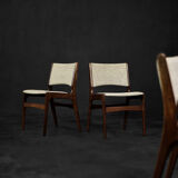 Vintage Scandinavian Modern Teak and Beige Wool Dining Chairs Model 89 by Erik Buch, 1950s, Set of 4