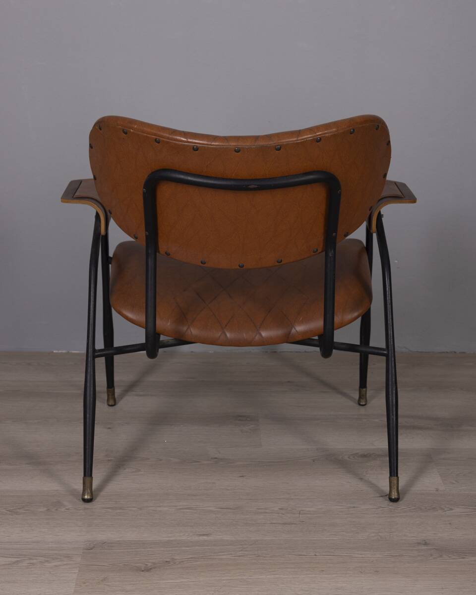 Vintage leather chair by gastone rinaldi for rima, 1950s
