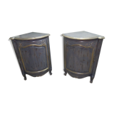 Pair of solid walnut notches painted and patinated around 1950