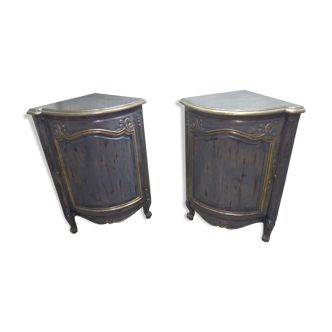 Pair of solid walnut notches painted and patinated around 1950