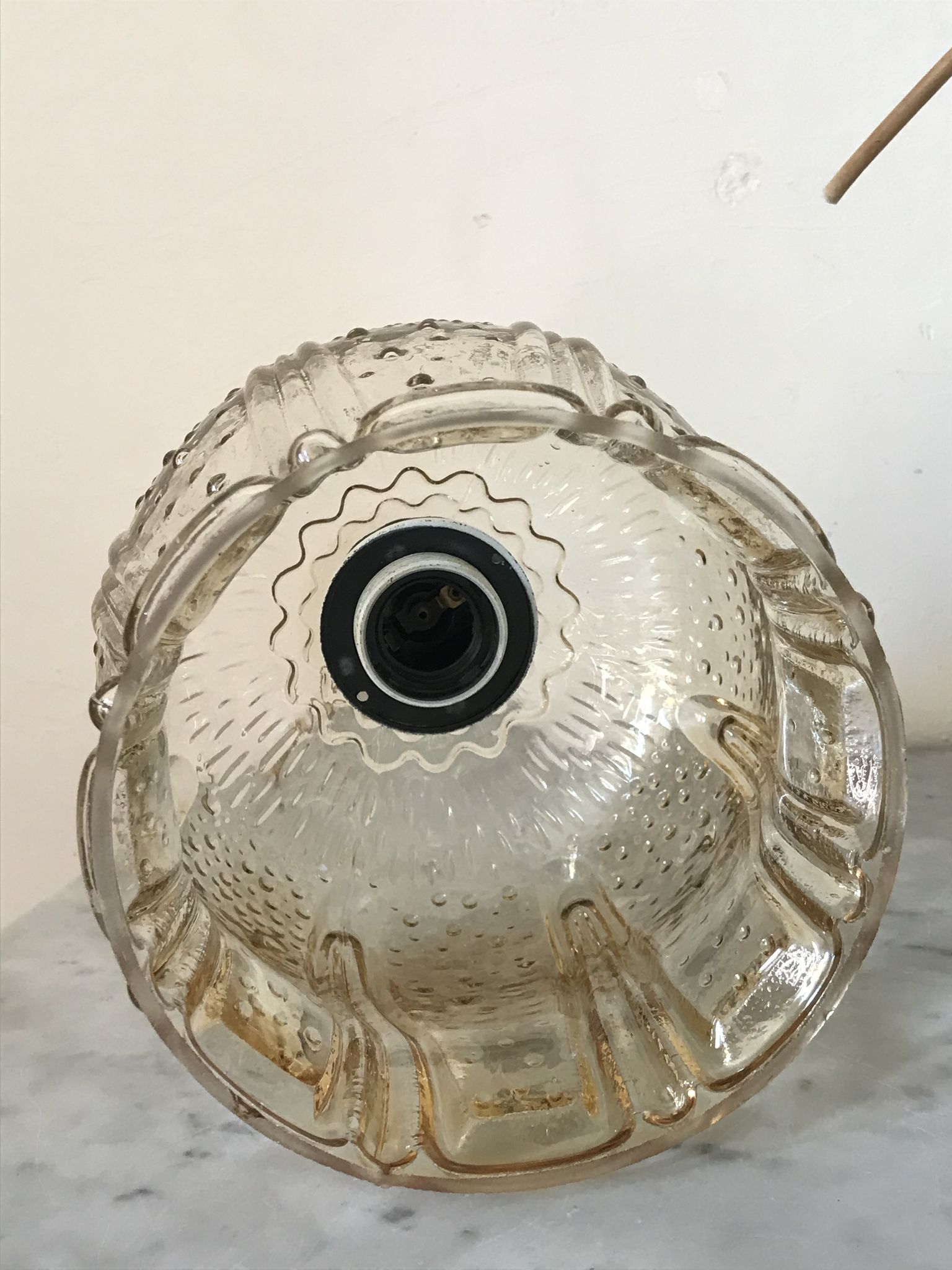 Vintage glass tulip hanging lamp