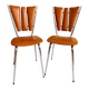 Pair of Tub Ménager vintage 70s petal chairs in brown leatherette and chrome