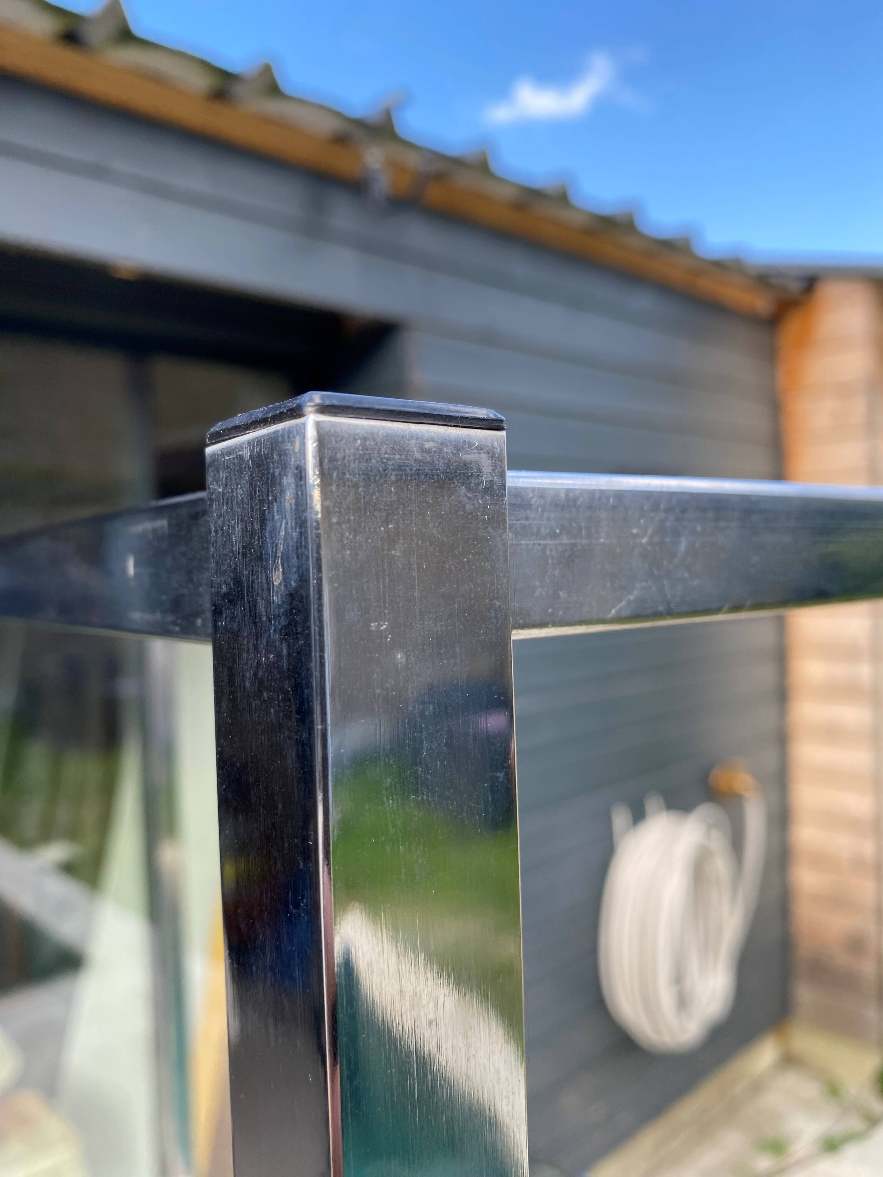 Vintage 1970s modular glass and chrome wall shelf display cabinet
